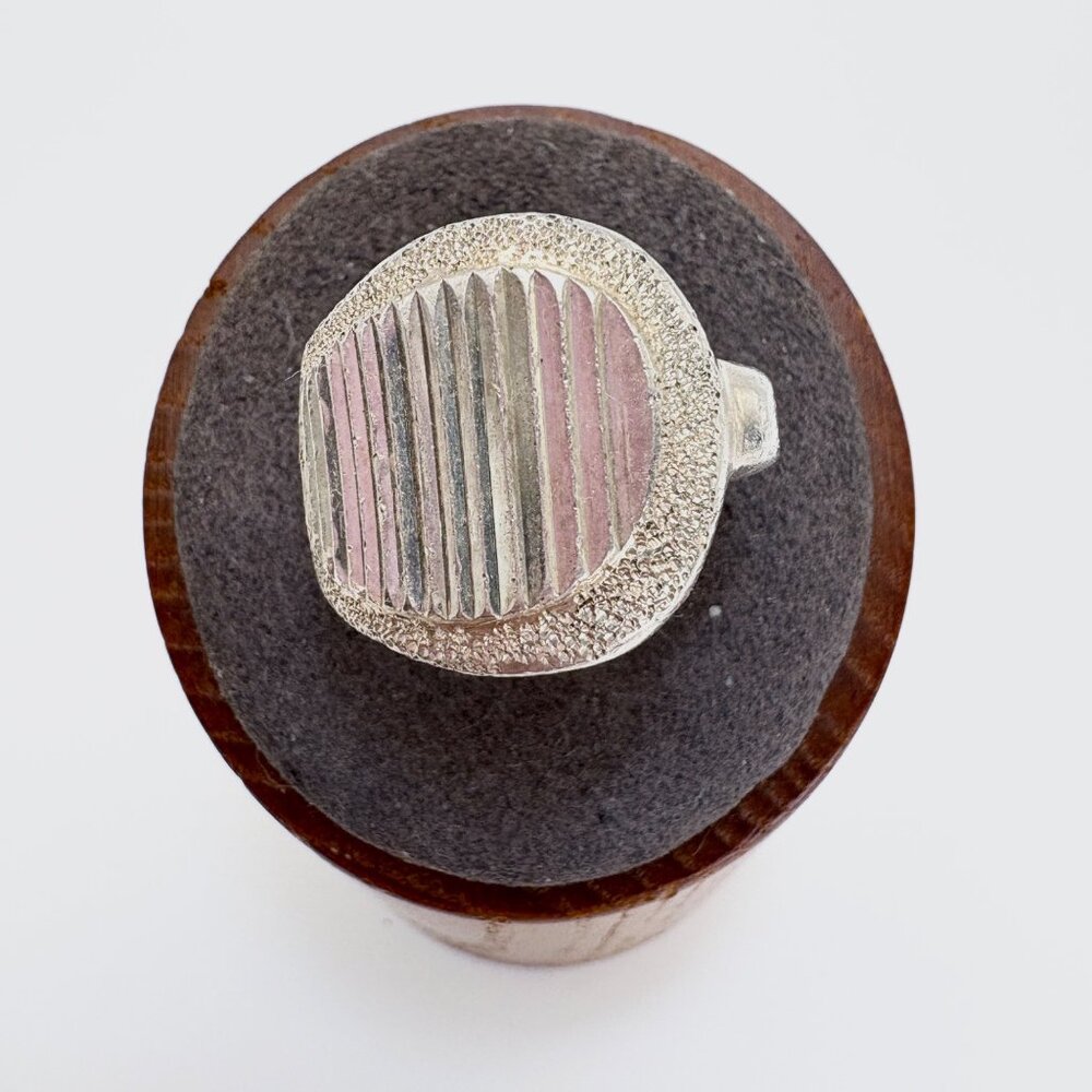 Etched Rough Textured Freeform Band VTG Solid Sterling Silver 925 Ring Size 7